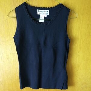 Joseph A. Black Small Petite Fitted Sleeveless Tank, Crew Neck w/ Lace